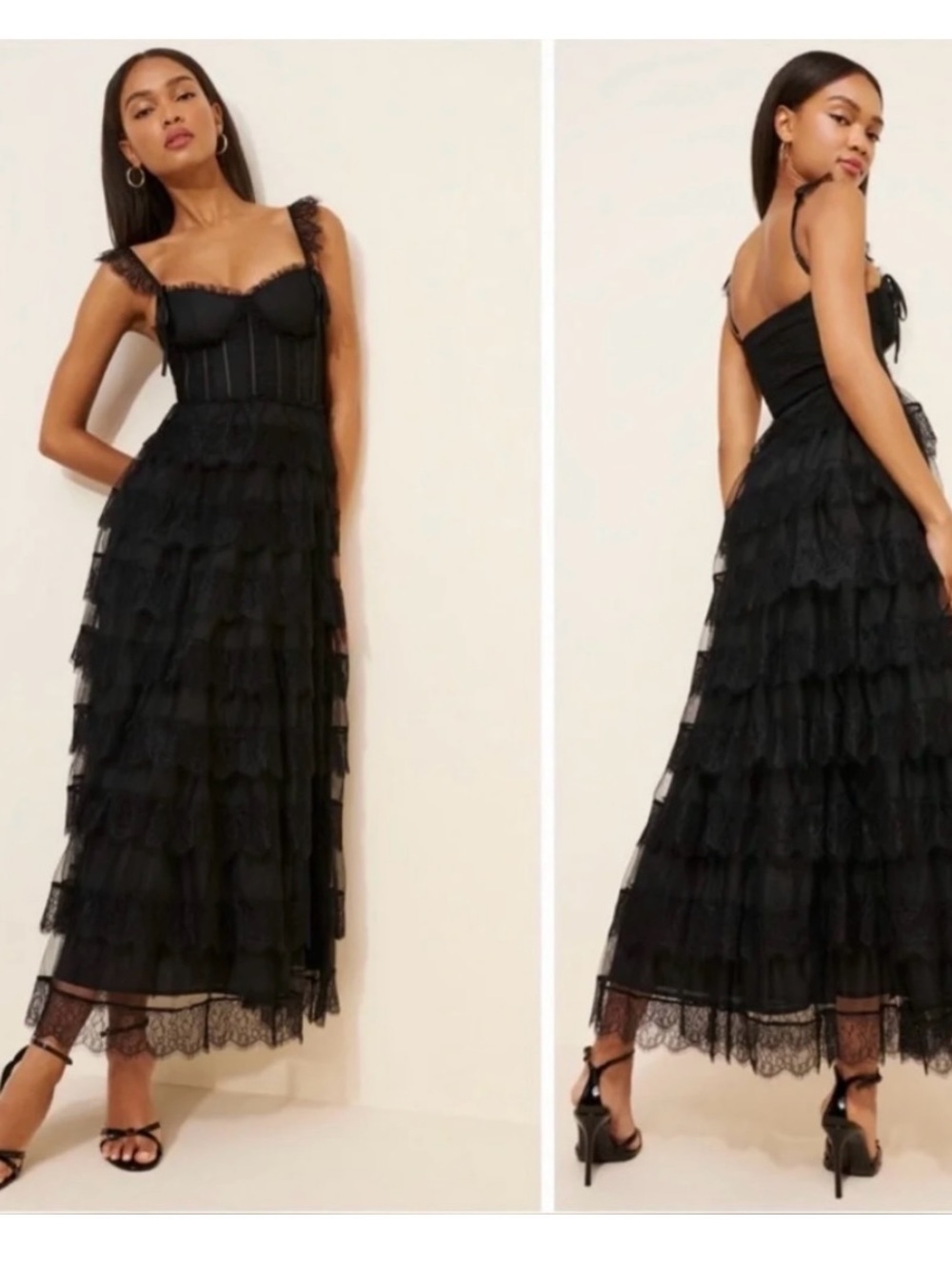 Amy Jane London Adessa Black Lace Maxi Dress